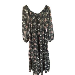 Falling Flower NWT Plus Size Dress Black Floral SZ 3X Off Shoulder